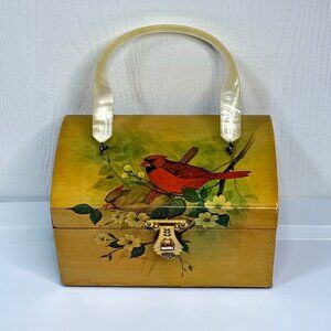 Annie Laurie Vintage Original Palm Beach Red Cardinal Box Purse